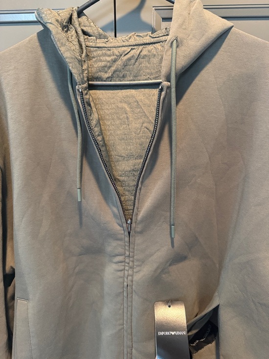 Emporio Armani Other - Emporio Armani Sage Green Zip Hoodie with Branded Lining